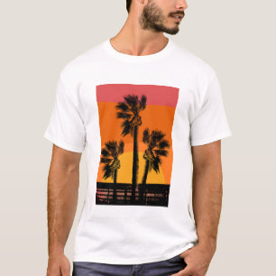 Camiseta Sunset Beach Palm Tree Felny Férias de Verão