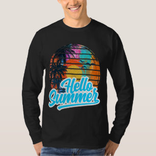 Camiseta Sunset Beach Palm Tree Hello Summer Vacin Holi