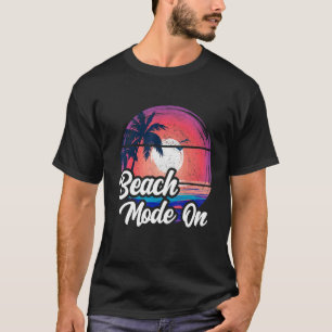 Camiseta Sunset Beach Palm Tree Summer Mode No Férias Ho