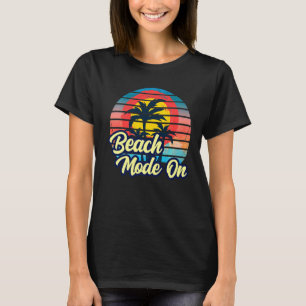 Camiseta Sunset Beach Palm Tree Summer Mode No Férias Ho