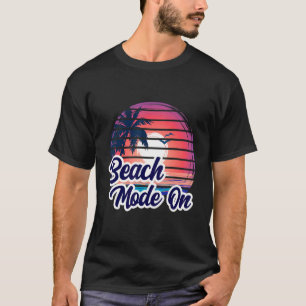 Camiseta Sunset Beach Palm Tree Summer Mode No Férias Ho