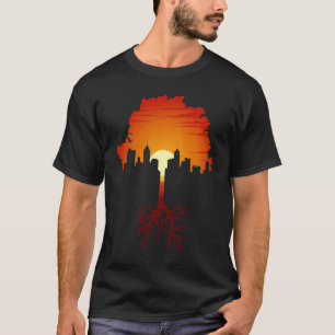 Camiseta Sunset Cityscape Raízes Incríveis Do País