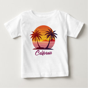 Camiseta Sunset com Palm Trees Vetor-98803