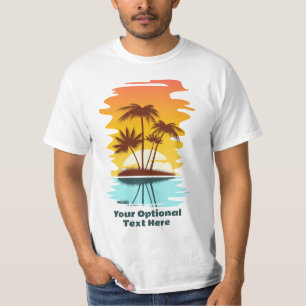 Camiseta Sunset da Ilha Tropical de Texto Personalizado