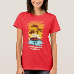 Camiseta Sunset da Ilha Tropical de Texto Personalizado