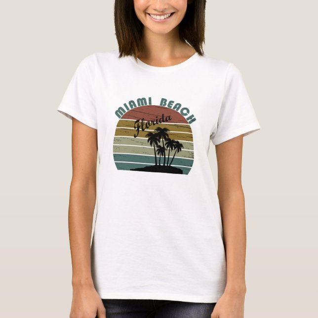 Camiseta Sunset de colheita da Flórida de Miami Beach (Frente)