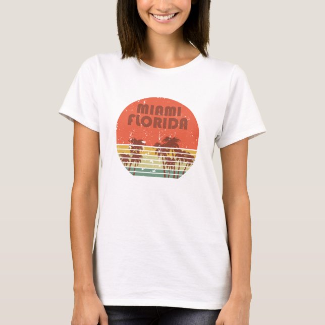 Camiseta Sunset de colheita da Flórida de Miami Beach (Frente)