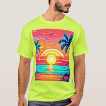 Sunset de praia tropical com arco-íris