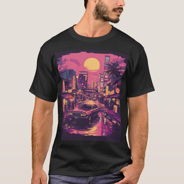 Camiseta Sunset de Tóquio Retroativo (Frente)