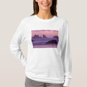 Camiseta Sunset em Bandon Beach Sea Stacks.