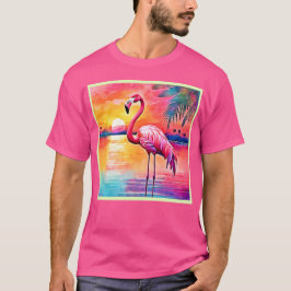 Camiseta Sunset Flamingo Art Design