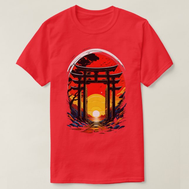Camiseta Sunset Gate Japonês Torii Art (Frente do Design)
