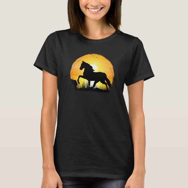 Camiseta Sunset Horse Breed Silhouette  Haflinger Horse (Frente)