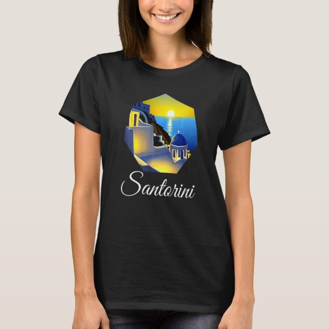 Camiseta Sunset In Santorini Greece Painting   (Frente)
