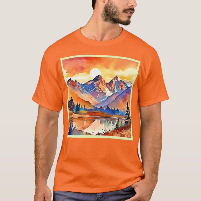 Camiseta Sunset Mountain Art Design (Frente)