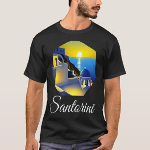 Camiseta Sunset Na Pintura Da Grécia De Santorini