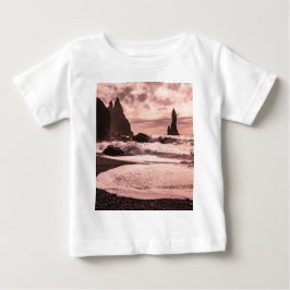 Camiseta Sunset na praia de areia negra de Reynisfjara, Isl