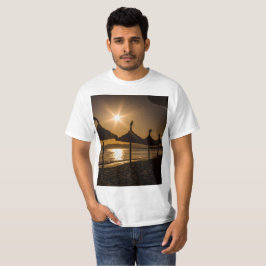 Camiseta Sunset na praia, Maiorca, Espanha