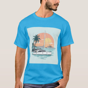 Camiseta Sunset num katamaran