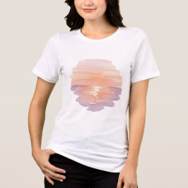Camiseta Sunset Ocean Waves – Minimalist Hand-Drawn Women's