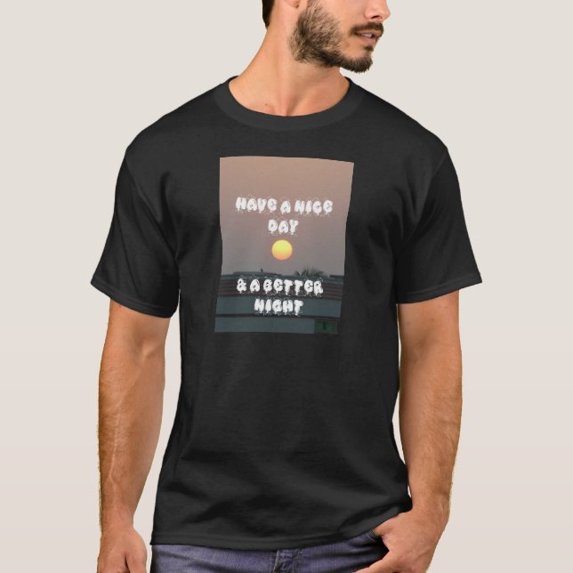Camiseta Sunset ouro com boas intenções de dia/noite (Frente)