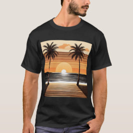 Camiseta Sunset Palm Beach Tee - Tropical Twilight Design