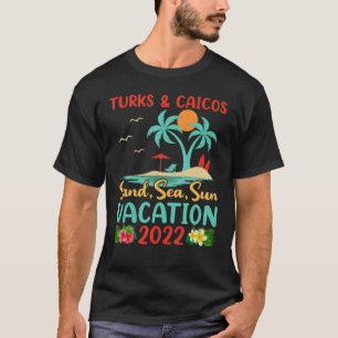 Camiseta Sunset Palm Tree Beach Vacation 2022 Turks & Caico