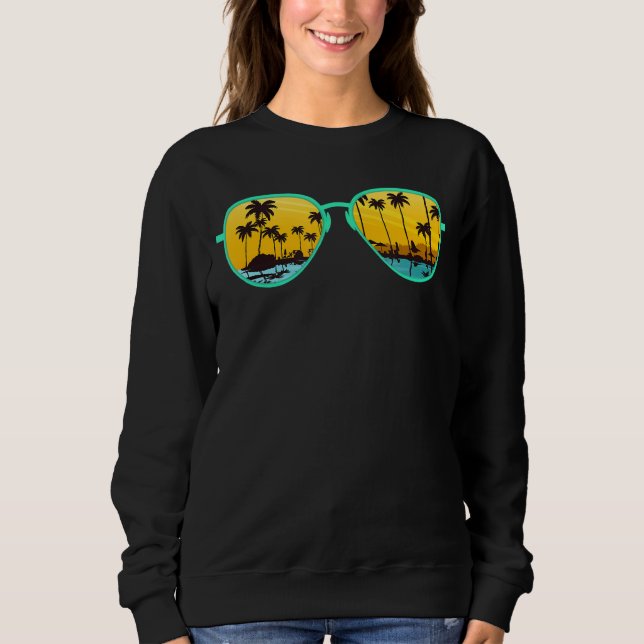 Camiseta Sunset Palm Trees Summer Vacay Beach Tropical Sung (Frente)
