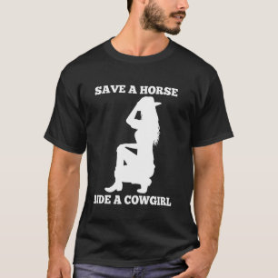 Camiseta Sunset Salve Um Cavalo Passear Uma Garota