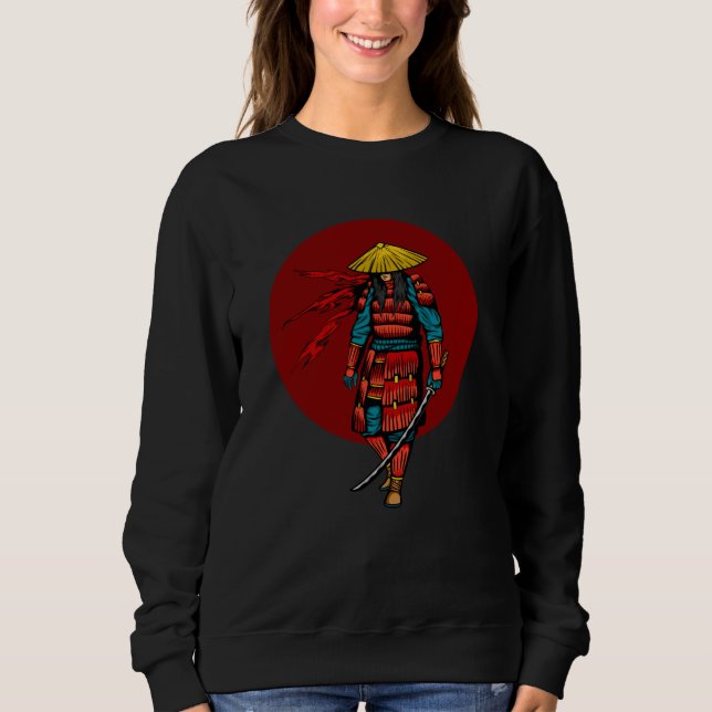 Camiseta Sunset Samurai Warrior com Katana (Frente)