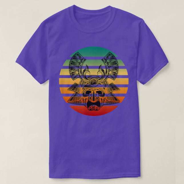 Camiseta Sunset Samurai Warrior Oni Mask Captured Within Su (Frente do Design)