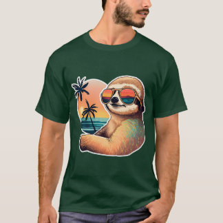 Camiseta Sunset Sloth Vintage Sloth Summer Sloth Beach Slot