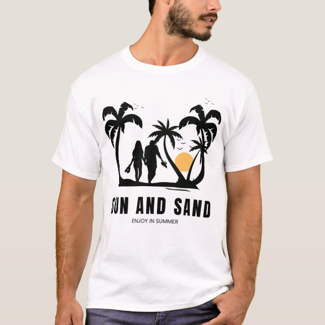 Camiseta Sunset Stroll: Areia e Sol (Frente)