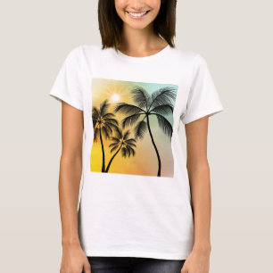 Camiseta Sunset Tropical com Palmeiras - Arte Natural de Pr