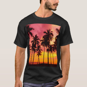 Camiseta Sunset Tropical: Serenidade Silhueta Palma.