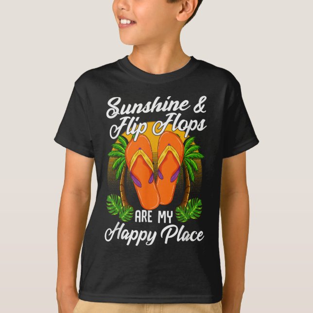 Camiseta Sunshine &amp; Chinelos de férias de verão Beach H (Frente)