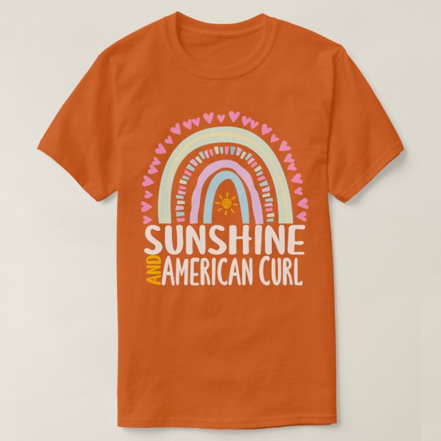 Camiseta Sunshine e American Curl Cute Rainbow Gift para W (Frente do Design)