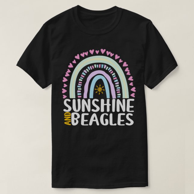 Camiseta Sunshine e Beagles Cute Rainbow Gift para Mulheres (Frente do Design)