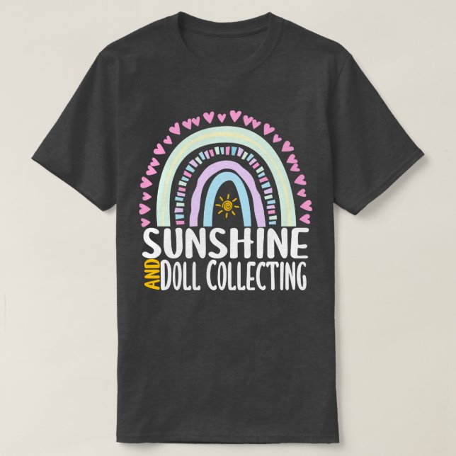 Camiseta Sunshine e Doll Coletando Gpresente Cute Arco-Íris (Frente do Design)
