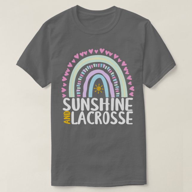 Camiseta Sunshine e Lacrosse Cute Rainbow Gift para Mulhere (Frente do Design)