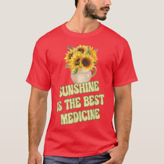 Camiseta Sunshine É O Melhor Medicamento Amarelo Sunflower