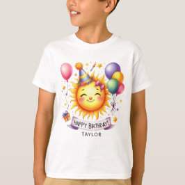 Camiseta Sunshine Happy Birthday Nome personalizado Boy T S