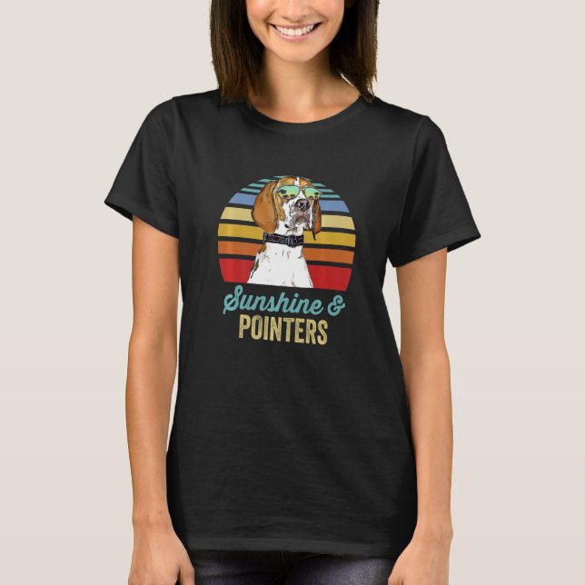 Camiseta Sunshine Pointers Dog Retro Sunset Beach Vibe (Frente)