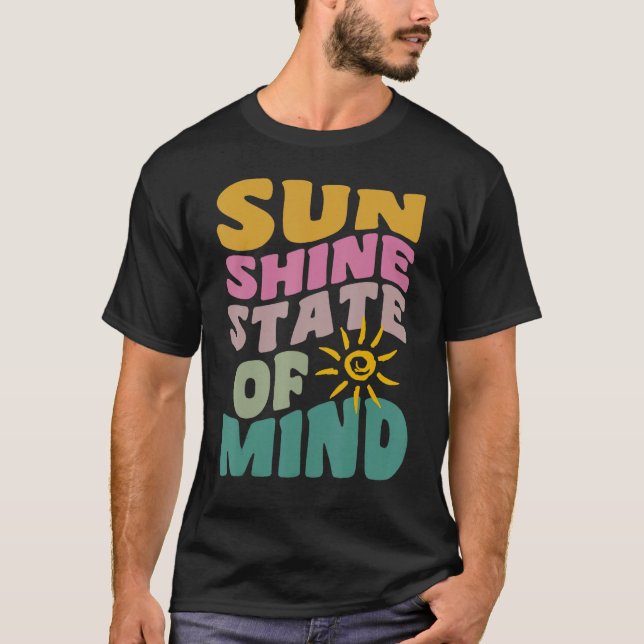 Camiseta Sunshine State Of Mind Retro Summer Groovy Florida (Frente)