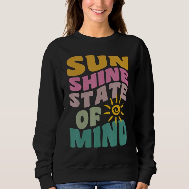Camiseta Sunshine State Of Mind Retro Summer Groovy Florida (Frente)