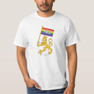 Camiseta Suomenleijona + ritmo-rauhanlippu, t-paidat
