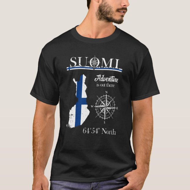 Camiseta Suomi Finlândia Adventure Está Lá Fora Bandeira Fi (Frente)