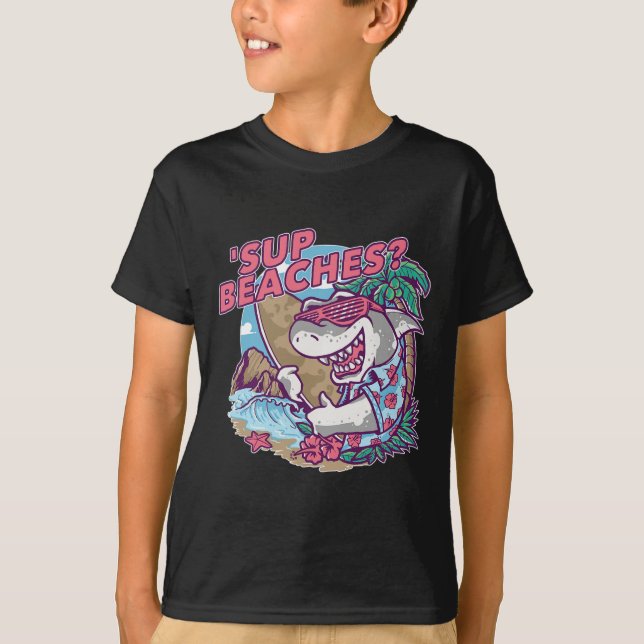 Camiseta Sup Beaches Funny Shark Summer Lover Mema Va (Frente)