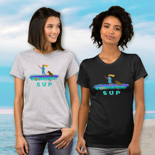 Camiseta SUP Girl n Dog Paddleboard Sea Turtle Tee