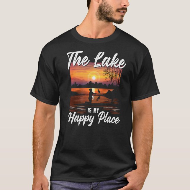 Camiseta Sup Paddleboard O Lago É Meu Lugar Feliz Garota Su (Frente)